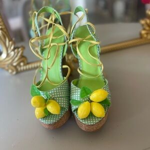 Dolls Kill Sugar Thrillz Sour Hour Gingham Lemon Platforms